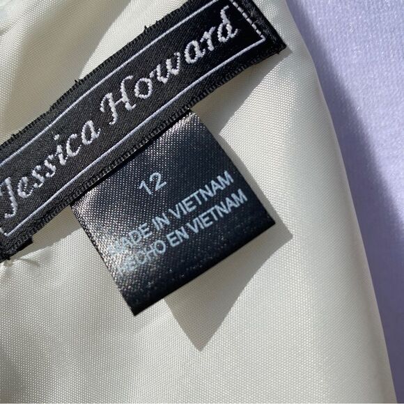 JESSICA HOWARD MISSY COLOR-BLOCK IVORY/BLACK SLEEVELESS SHEATH DRESS 12 NWT - Picture 6 of 14